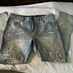 Slim Straight Distressed Grey Men's Jeans